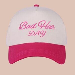 Pink and White 'Bad Hair Day' Cap